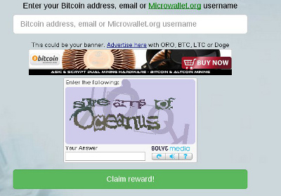 Image generated by SolveMedia, a captcha software, for a faucet associated with MicroWallet.org